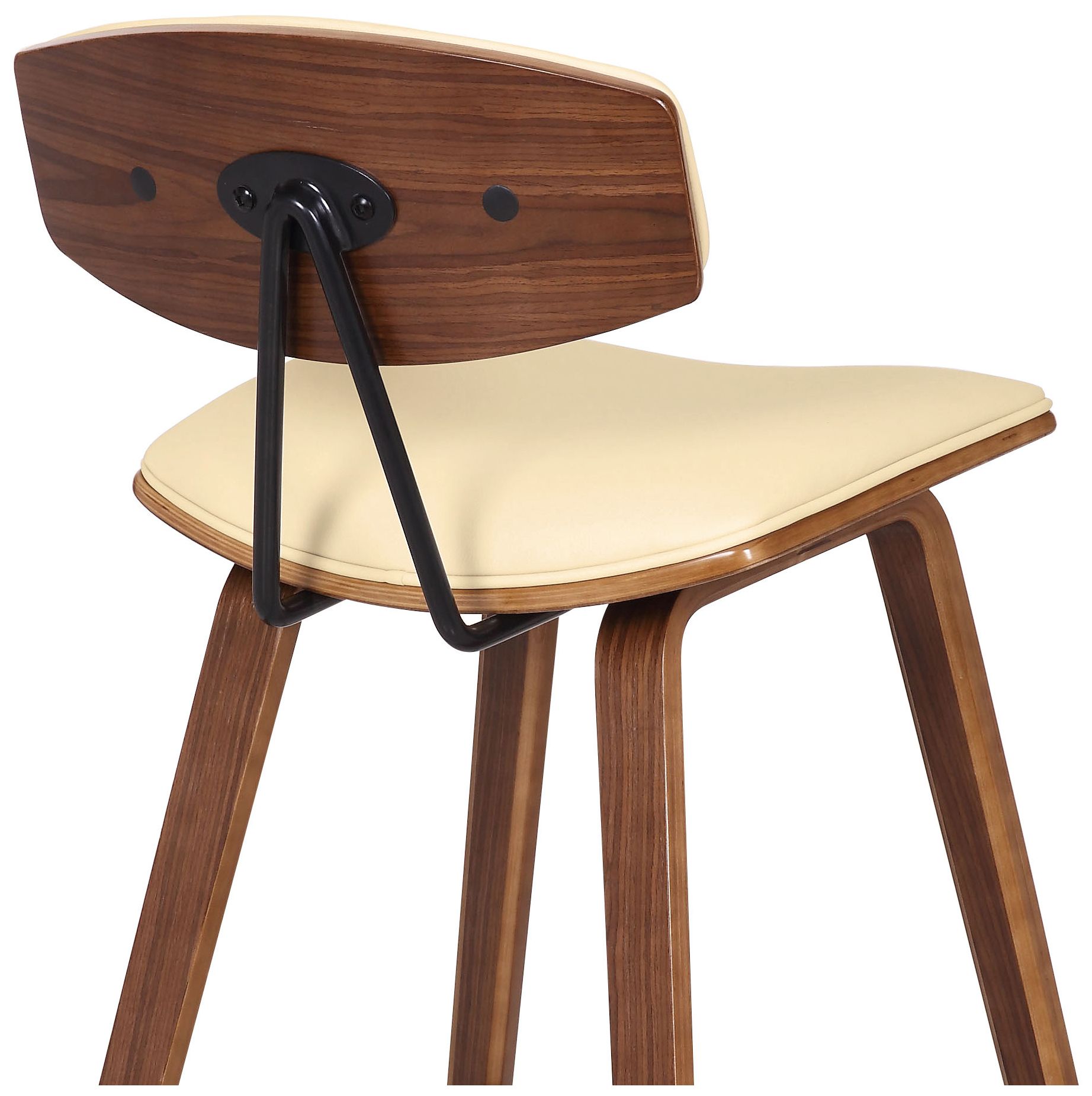 Fox 25.5 in. Barstool in Black Powder Coated Finish with Cream Faux Leather