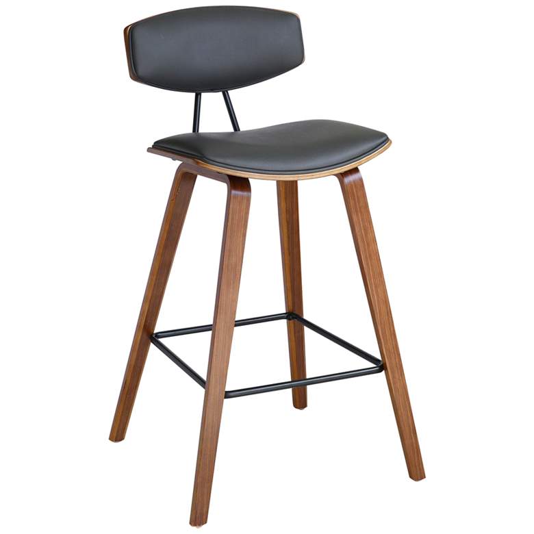 Image 1 Fox 25.5 in. Barstool in Black Powder Coated Finish with Gray Faux Leather