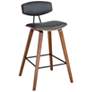 Fox 25.5 in. Barstool in Black Powder Coated Finish with Gray Faux Leather
