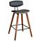 Fox 25.5 in. Barstool in Black Powder Coated Finish with Gray Faux Leather