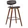 Fox 25.5 in. Barstool in Walnut Finish with Brown Faux Leather