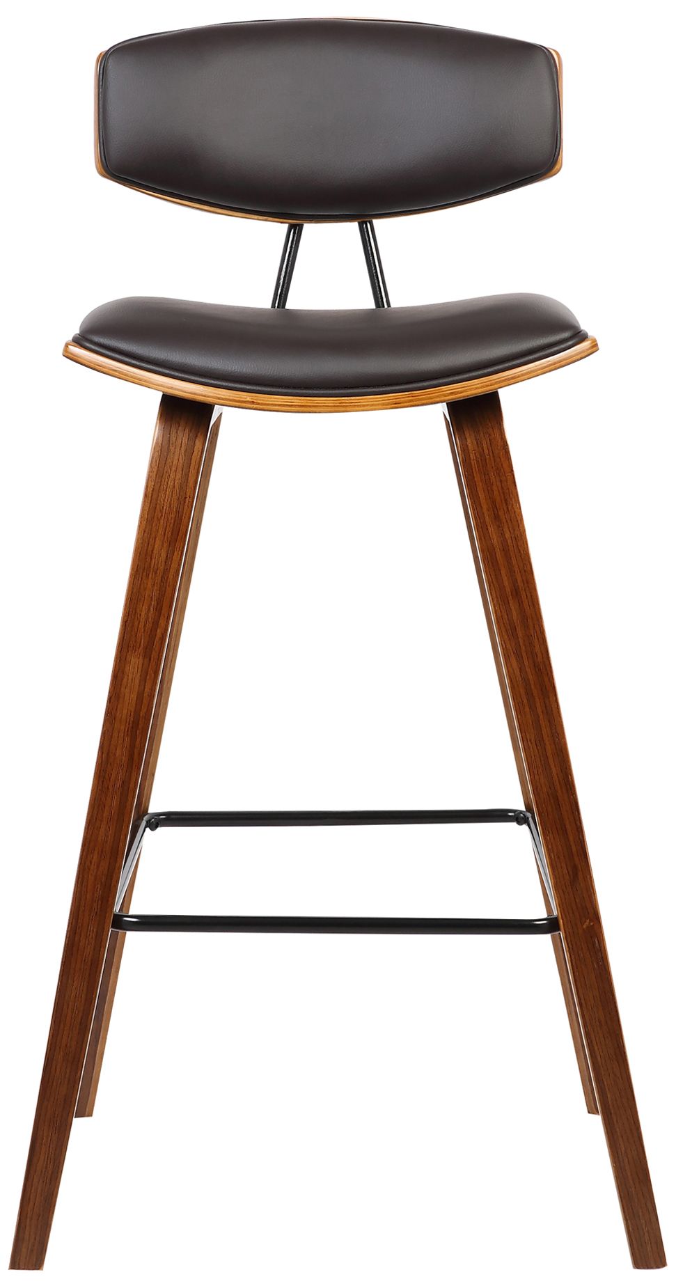 Image 2 Fox 25.5 in. Barstool in Walnut Finish with Brown Faux Leather more views