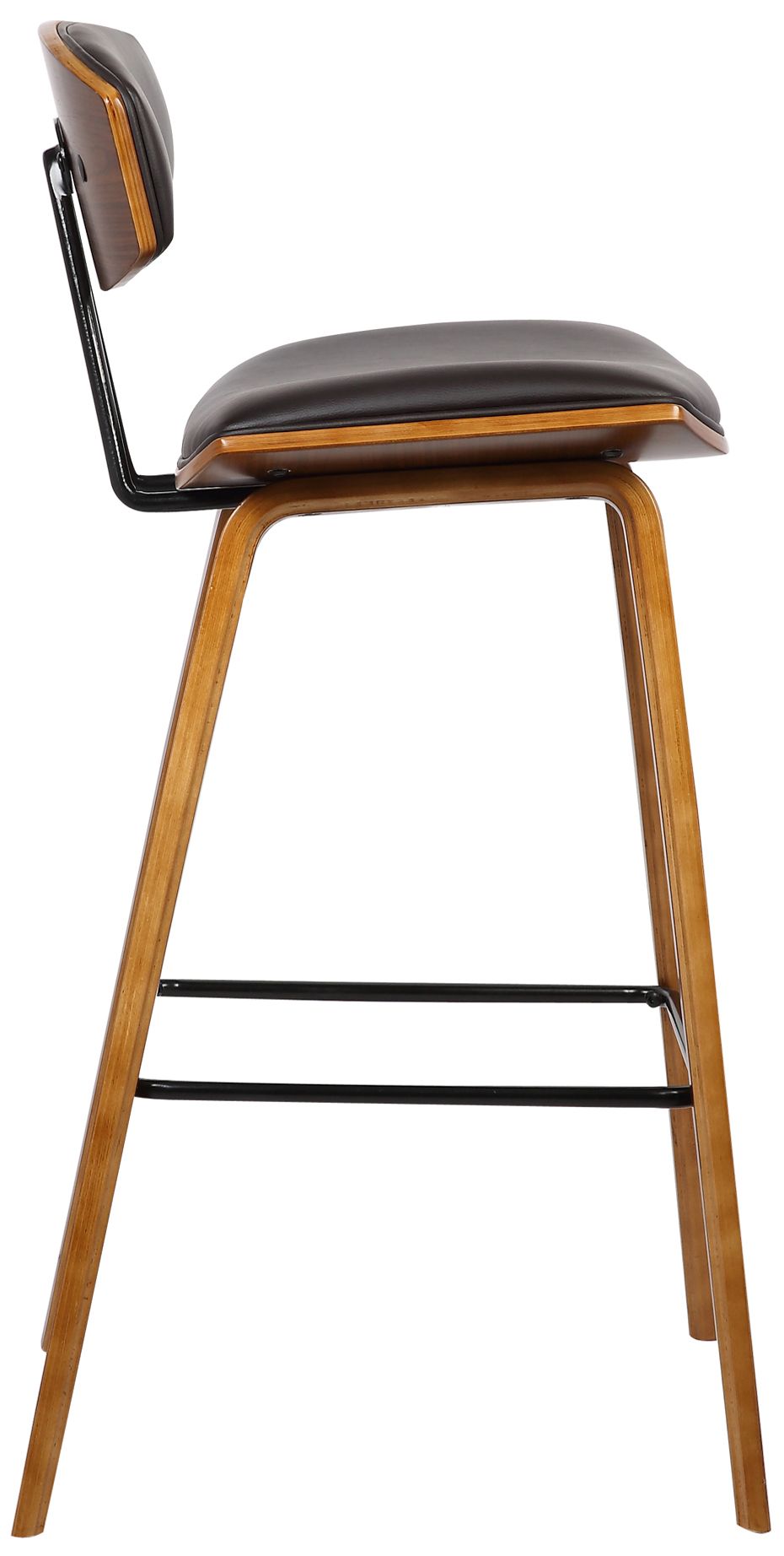 Image 3 Fox 25.5 in. Barstool in Walnut Finish with Brown Faux Leather more views