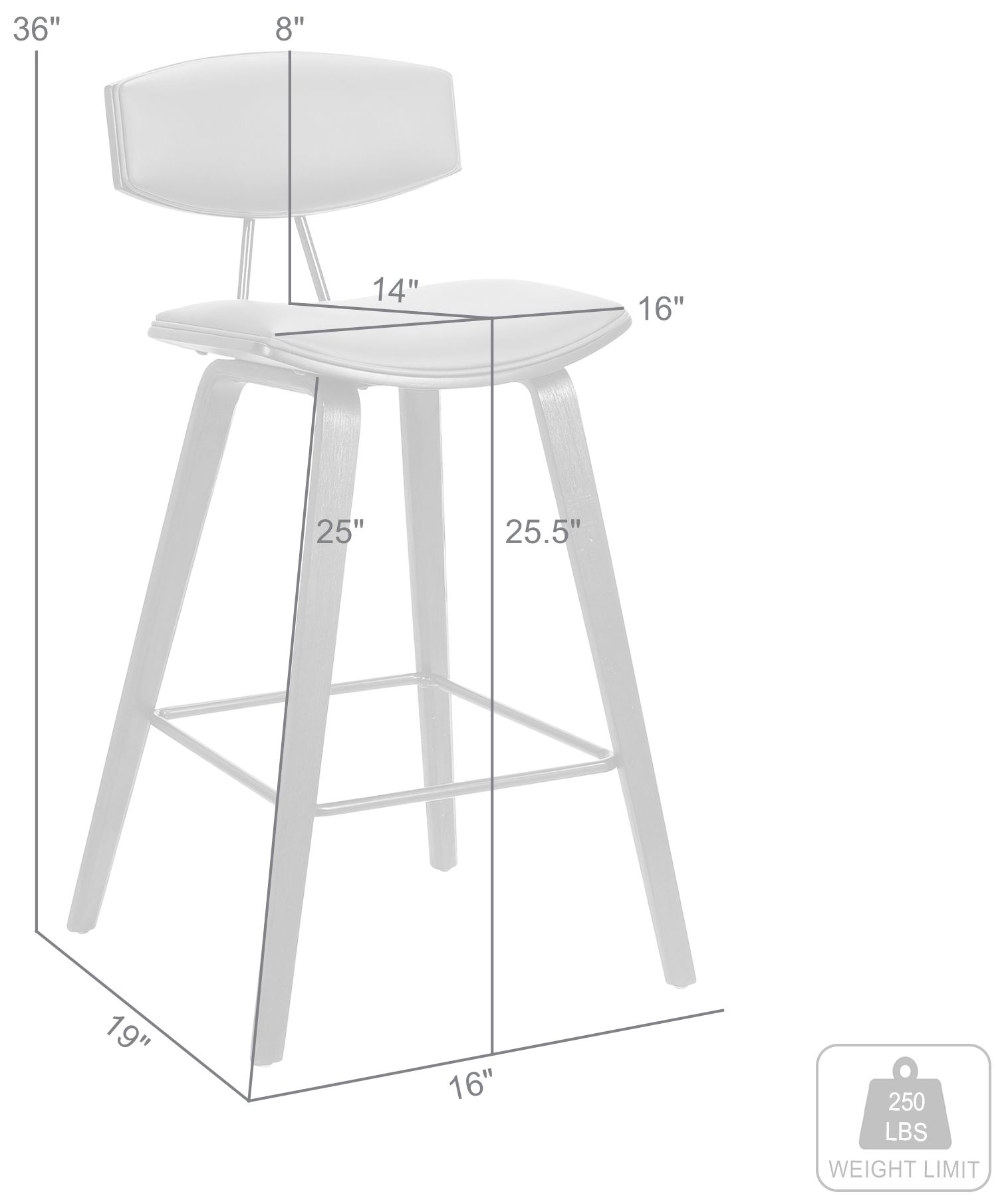 Fox 25.5 in. Barstool in Walnut Finish with Brown Faux Leather