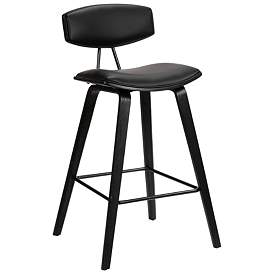 Image1 of Fox 28.5 in. Barstool in Black Finish with Black Faux Leather
