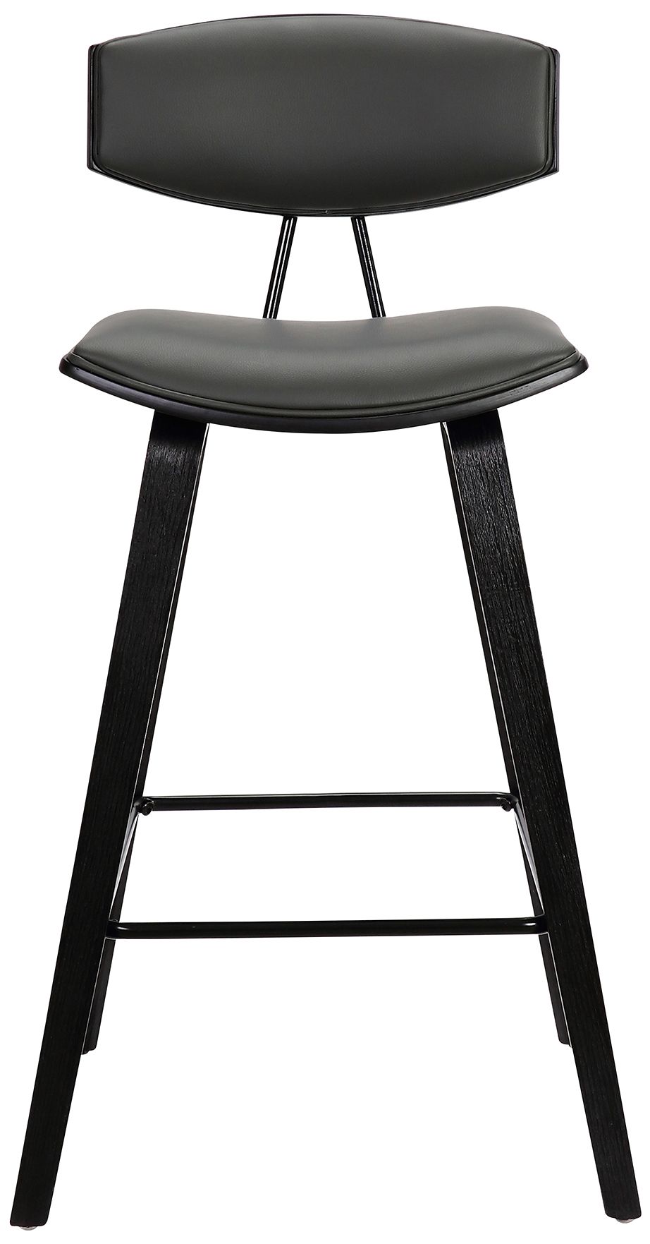 Image 2 Fox 28.5 in. Barstool in Black Finish with Gray Faux Leather more views