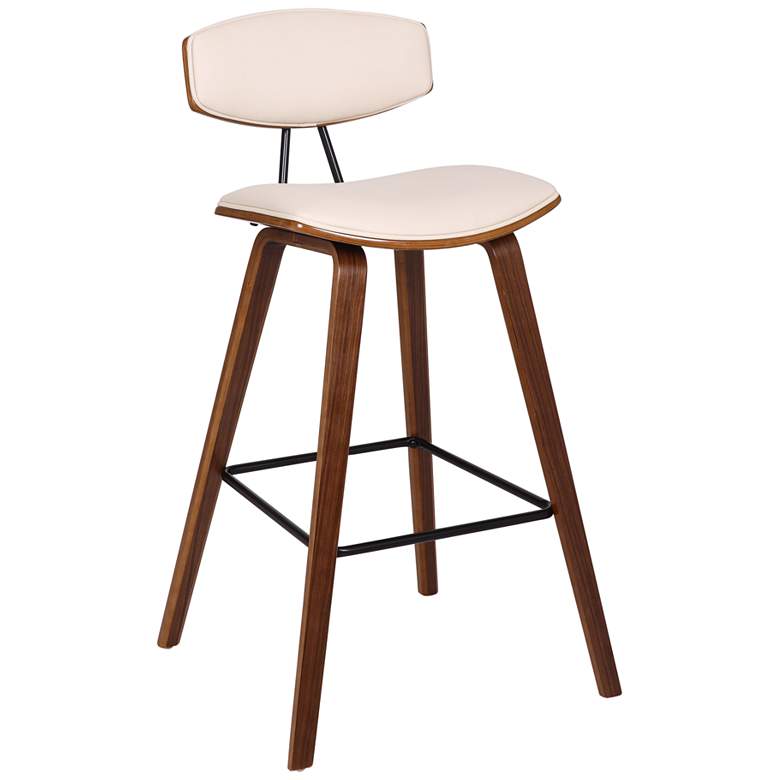 Image 1 Fox 28.5 in. Barstool in Black Powder Coated Finish with Cream Faux Leather