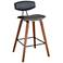 Fox 28.5 in. Barstool in Black Powder Coated Finish with Gray Faux Leather