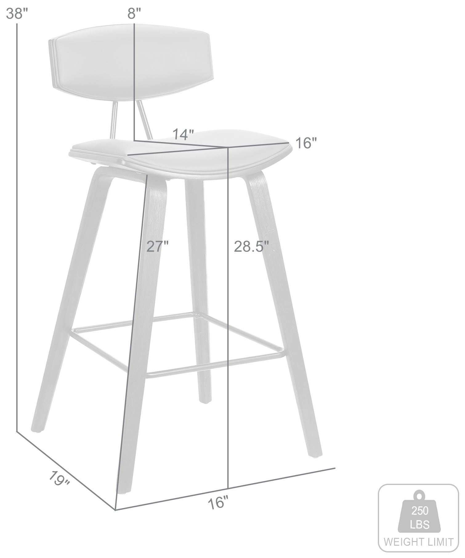 Image 7 Fox 28.5 in. Barstool in Black Powder Coated Finish with Gray Faux Leather more views