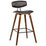 Fox 28.5 in. Barstool in Walnut Finish with Brown Faux Leather