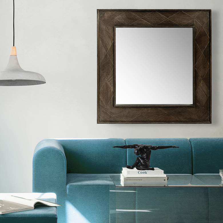 Image 1 Fox Gray Chestnut Wood 30" Square Wall Mirror