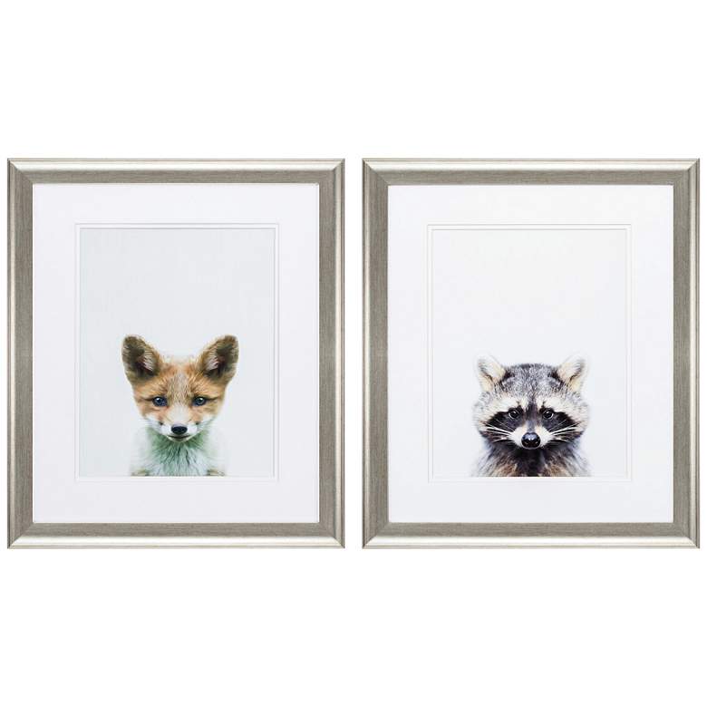 Image 1 Fox Raccoon 22 inch High 2-Piece Framed Wall Art Set