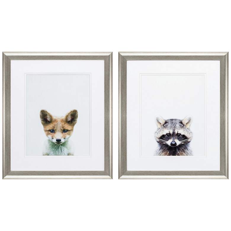 Image 1 Fox Raccoon 22" High 2-Piece Framed Wall Art Set