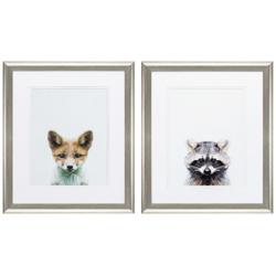 Fox Raccoon 22&quot; High 2-Piece Framed Wall Art Set