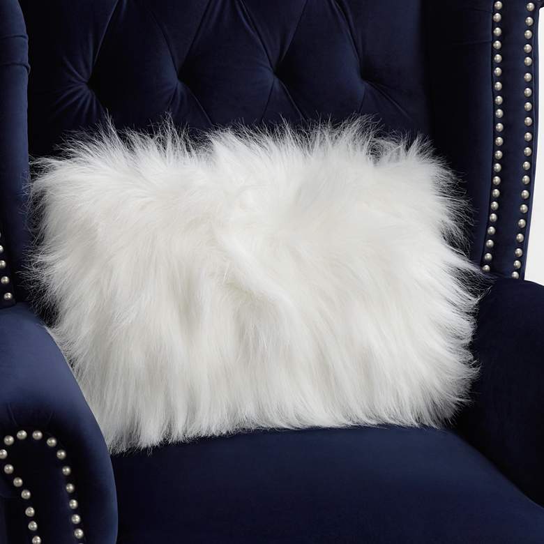 Image 1 Fox White 20"x14" Plush Faux Fur Bolster Pillow