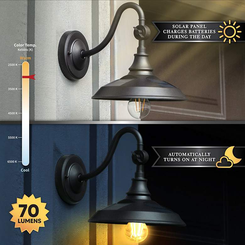 Image 5 Foxglove 10" High Dark Bronze Solar LED Barn Light more views