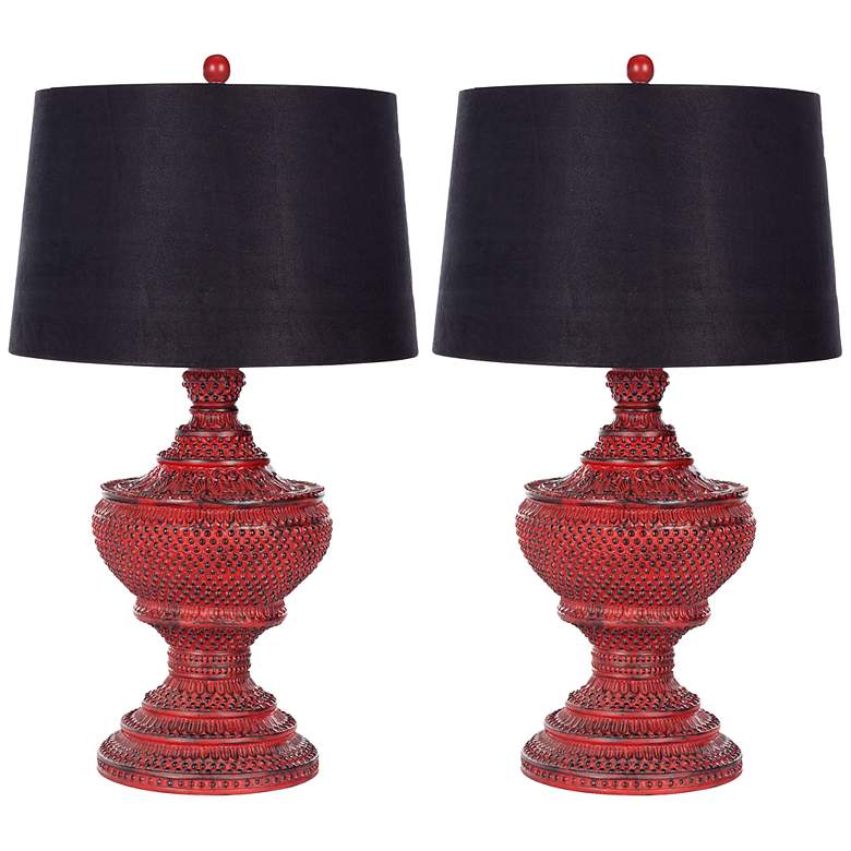 Image 1 Foxham Red Urn Table Lamps Set of 2