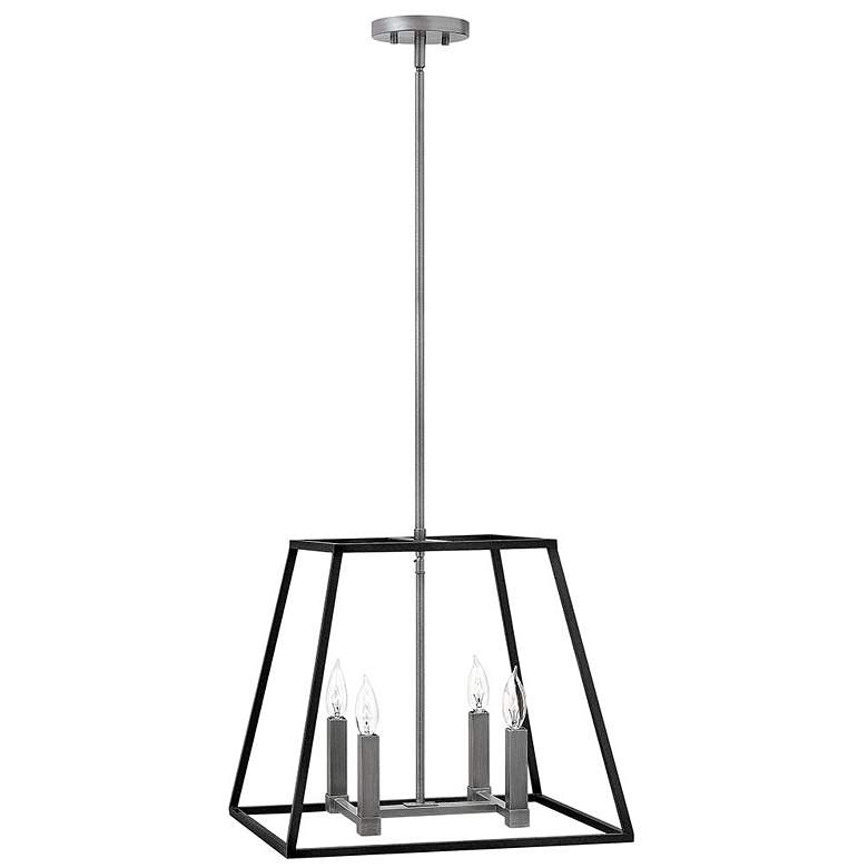Image 1 Foyer Fulton-Medium Open Frame Pendant-Aged Zinc