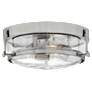 Foyer Harper-Small Flush Mount-Brushed Nickel With Clear Seedy Glass