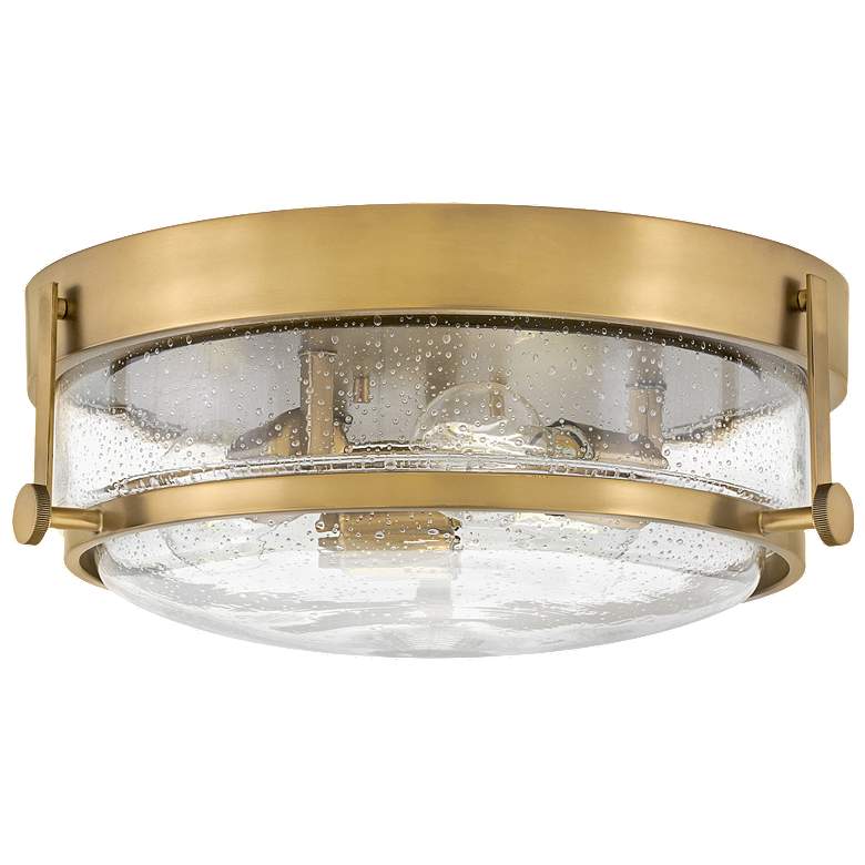 Image 1 Foyer Harper-Small Flush Mount-Heritage Brass With Clear Seedy Glass