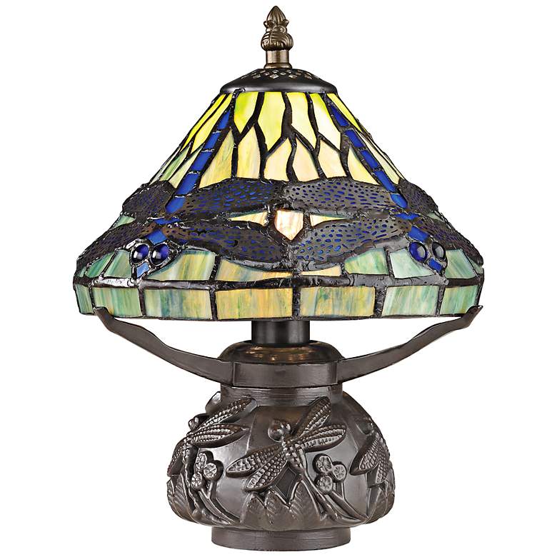 Image 1 Frado 11 inch High Tiffany-Style Dragonfly Accent Table Lamp