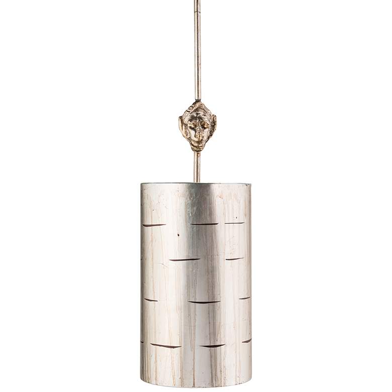 Image 1 Fragment 8" Wide Silver Leaf Cylinder Mini Pendant Light