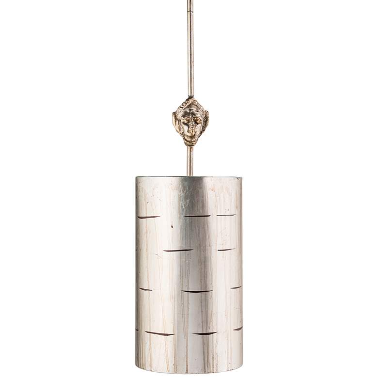 Image 1 Fragment 8 inch Wide Silver Leaf Cylinder Mini Pendant Light