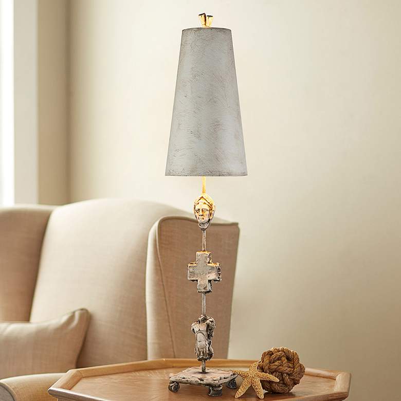 Image 1 Fragment Collection 38 1/2" High Bone White Metal Table Lamp