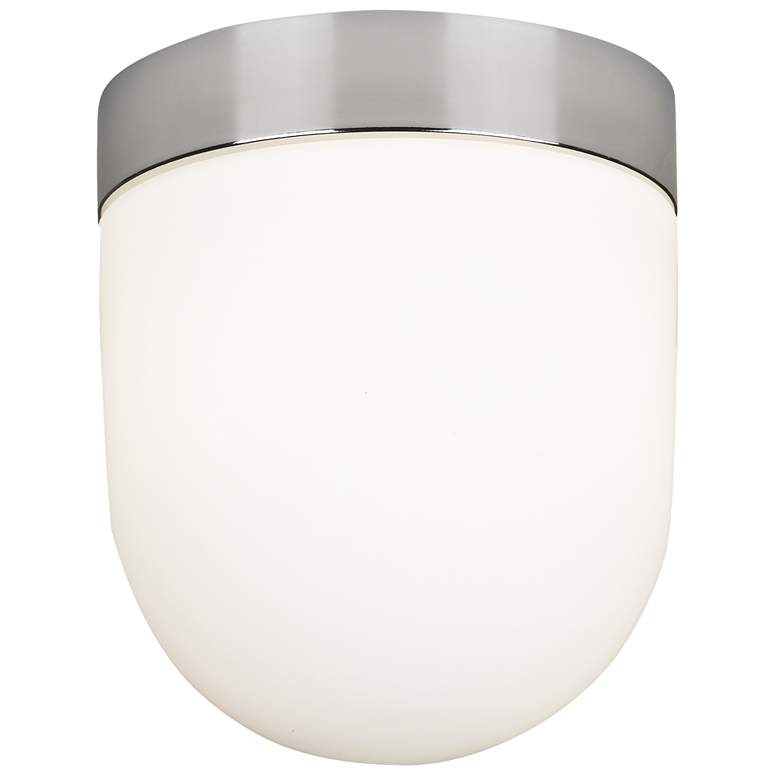 Image 1 Fraley 7 1/2" Wide Polished Nickel White Glass Ceiling Light