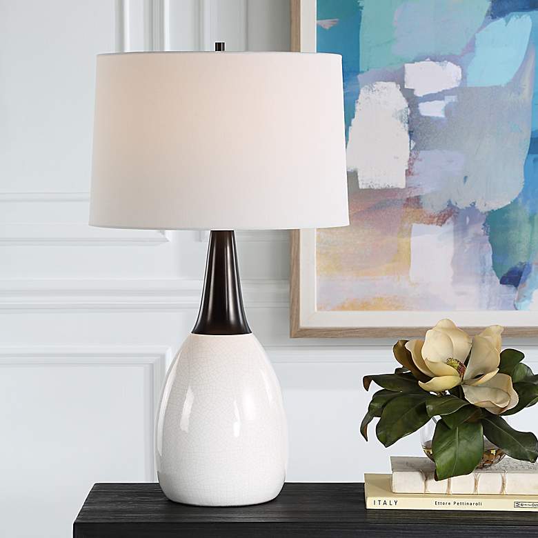 Image 1 Fralin 30 1/2" White Ceramic and Black Iron Table Lamp