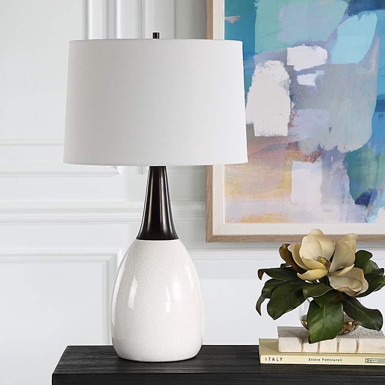 Image 3 Fralin 30 1/2" White Ceramic and Black Iron Table Lamp more views
