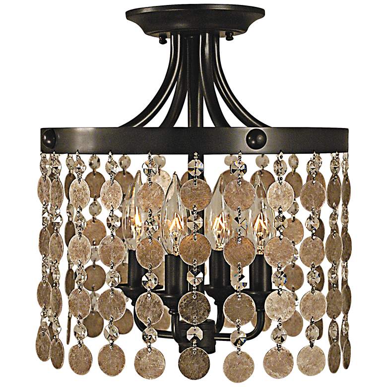 Image 2 Framburg Naomi Collection 12 inch Wide Mica and Crystal Ceiling Light