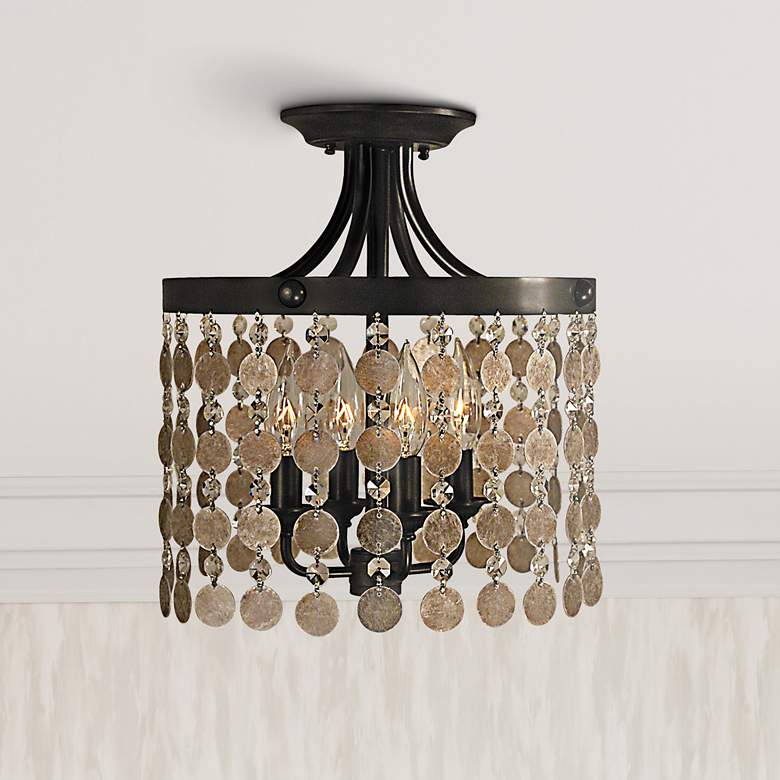 Image 1 Framburg Naomi Collection 12" Wide Mica and Crystal Ceiling Light