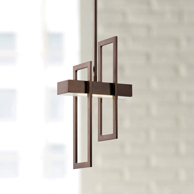 Image 1 Frame 5 3/4" Wide Hazel Bronze LED Mini Pendant Light