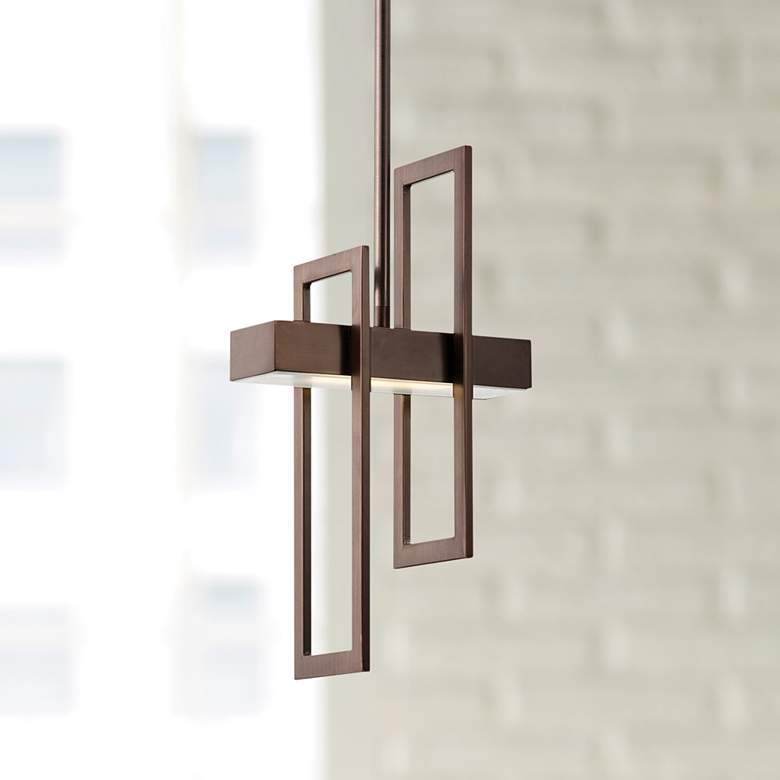 Image 1 Frame 5 3/4 inch Wide Hazel Bronze LED Mini Pendant Light