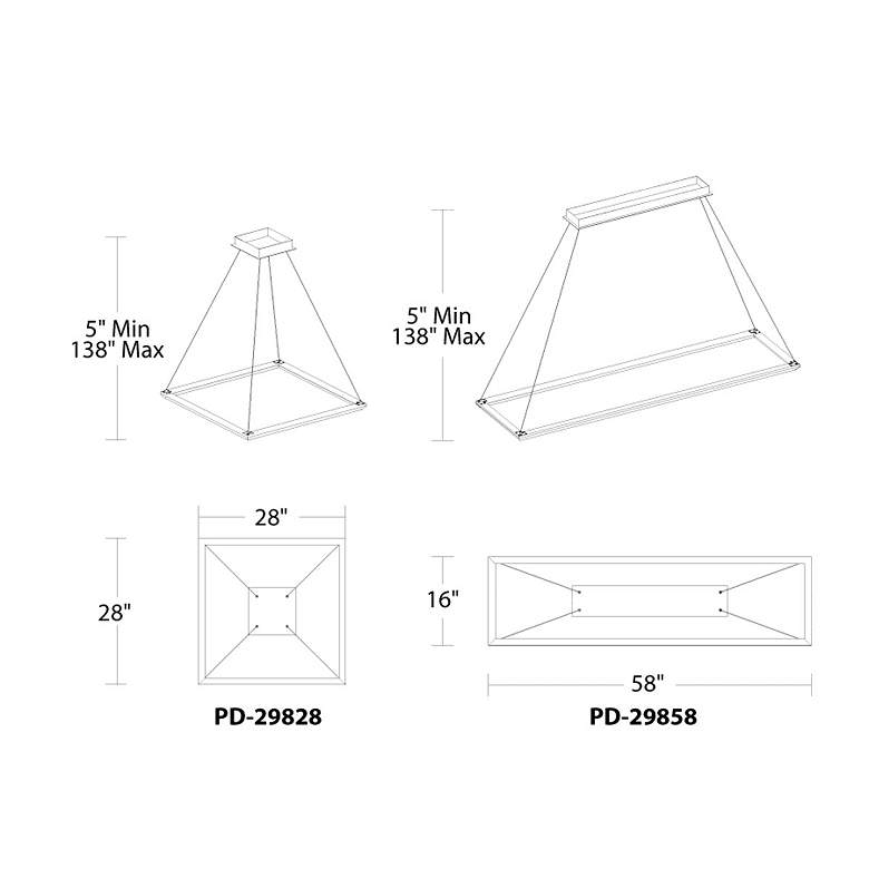 Image 2 Frame 58"W Brushed Aluminum Rectangular LED Pendant Light more views
