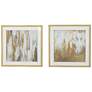 Framed 20.8" x 20.8" Gold &#38; White Under Glass Art - Set of 2