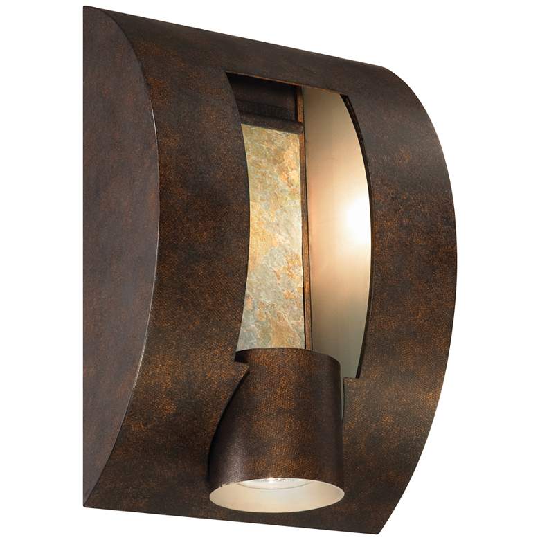 Framed Slate 12 inch High Bronze 3-Light Outdoor Wall Light