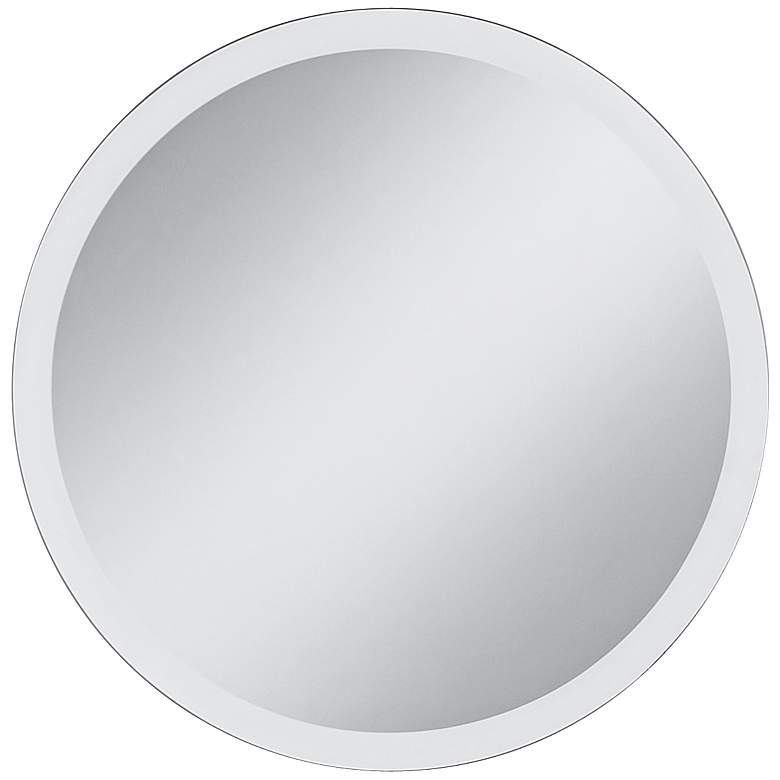 Image 2 Frameless 24 inch Round Beveled Wall Mirror