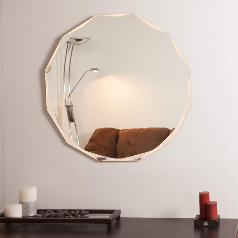 Image 2 Frameless Diamond 27 1/2" Round Wall Mirror