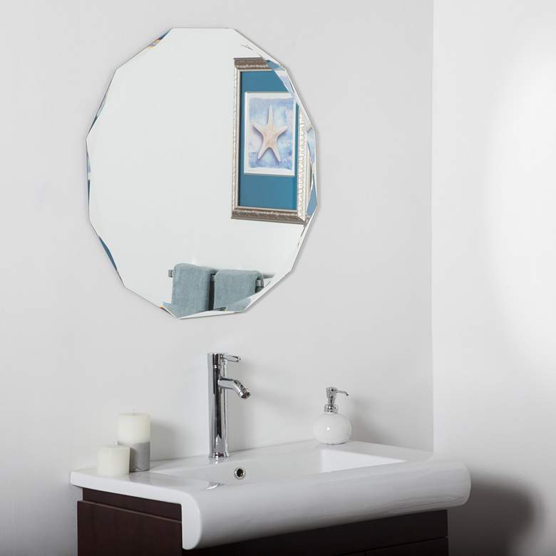 Image 1 Frameless Diamond 27 1/2 inch Round Wall Mirror