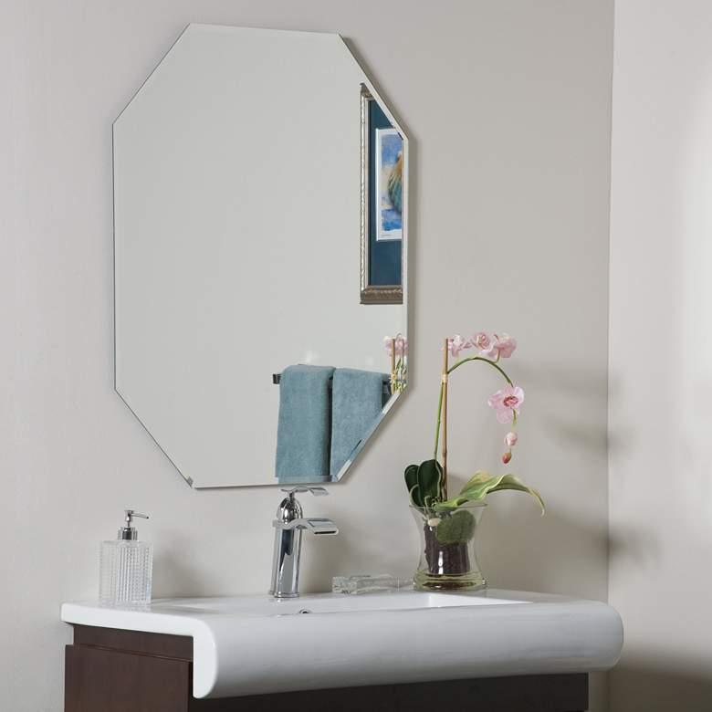 Image 1 Frameless Octagon 23 1/2" x 31 1/2" Beveled Wall Mirror