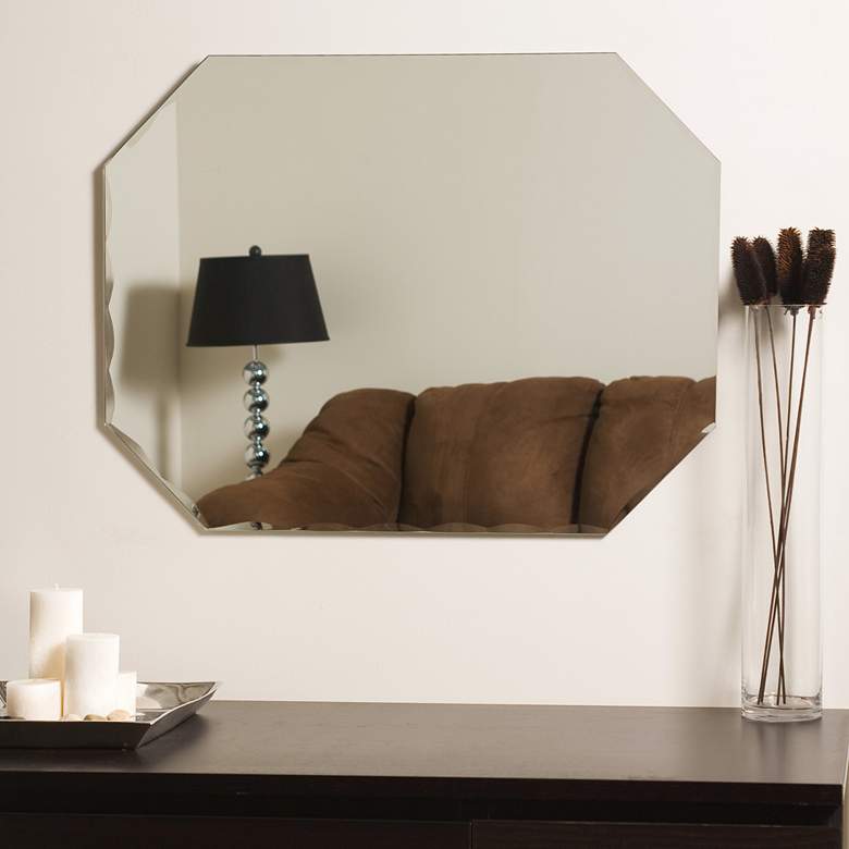 Image 2 Frameless Octagon 23 1/2" x 31 1/2" Scallop Wall Mirror more views