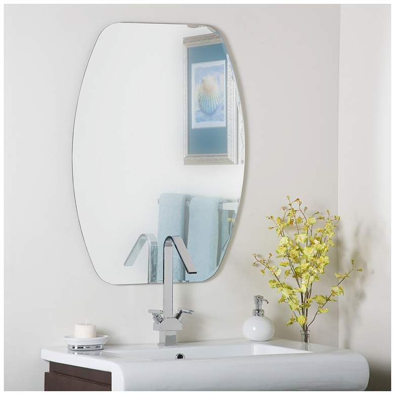 Image 1 Frameless Oval 23 1/2" x 31 1/2" Beveled Wall Mirror