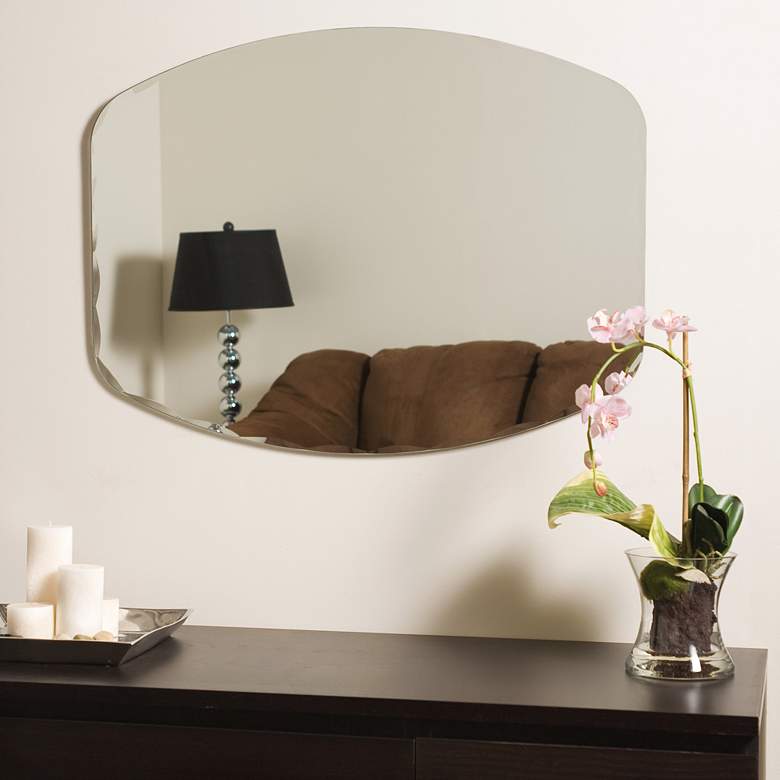 Image 2 Frameless Oval 23 1/2" x 31 1/2" Beveled Wall Mirror more views