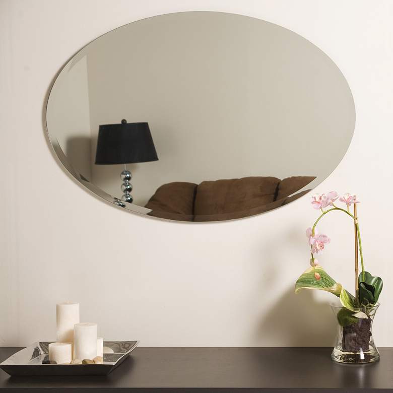 Image 2 Frameless Oval 31 1/2" x 23 1/2" Beveled Wall Mirror more views