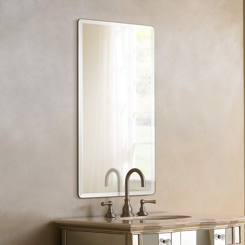 Image 1 Frameless Rectangular 20 inch x 30 inch Beveled Wall Mirror