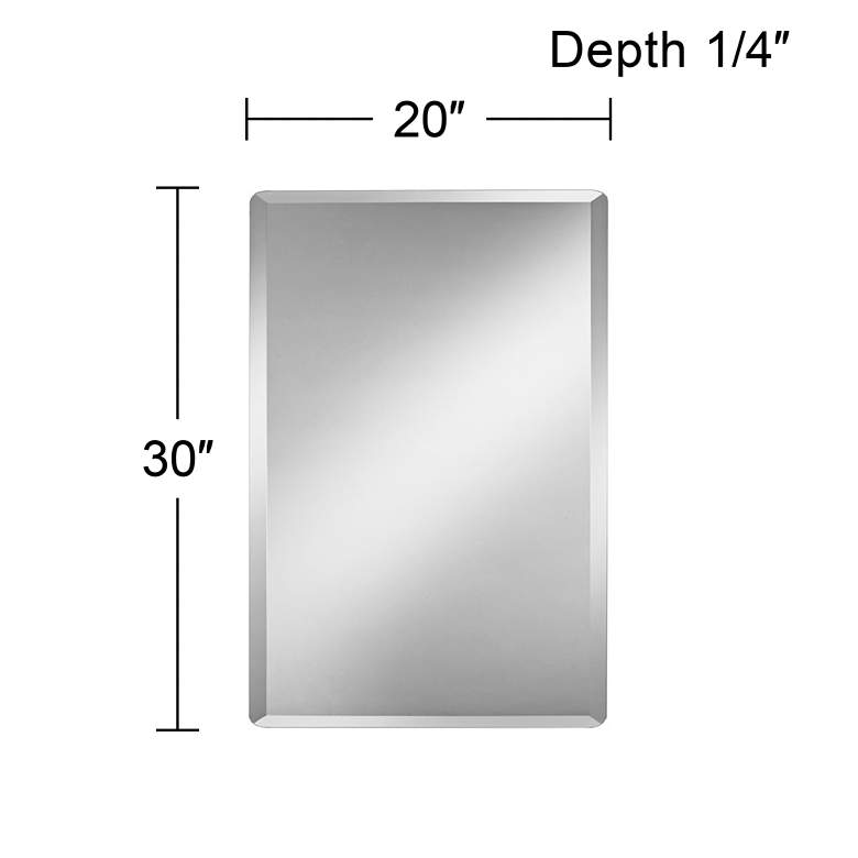 Image 5 Frameless Rectangular 20 inch x 30 inch Beveled Wall Mirror more views