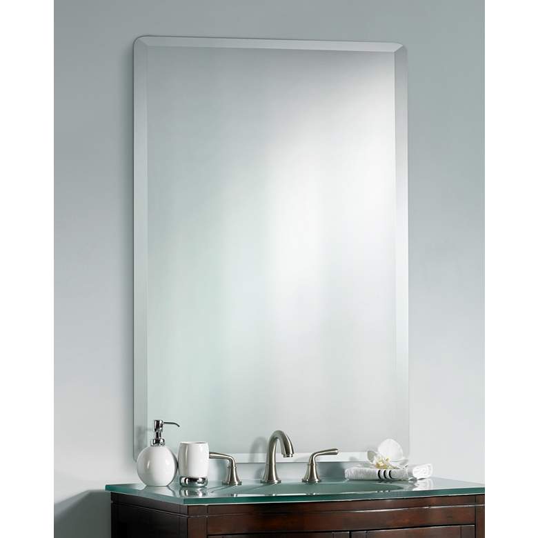 Image 1 Frameless Rectangular 30 inch x 40 inch Beveled Wall Mirror