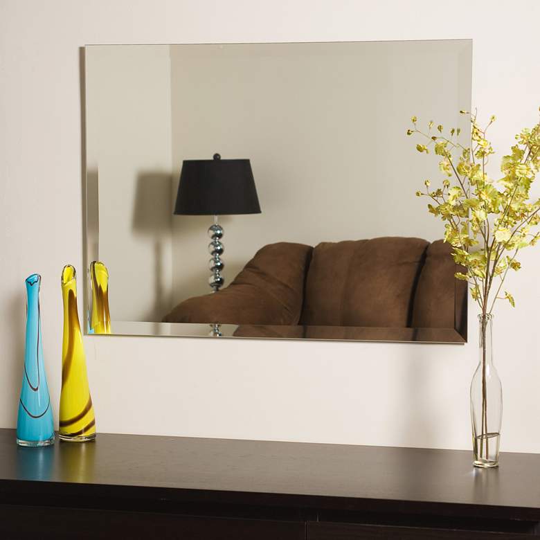 Image 2 Frameless Square 23 1/2 inch x 31 1/2 inch Beveled Wall Mirror more views